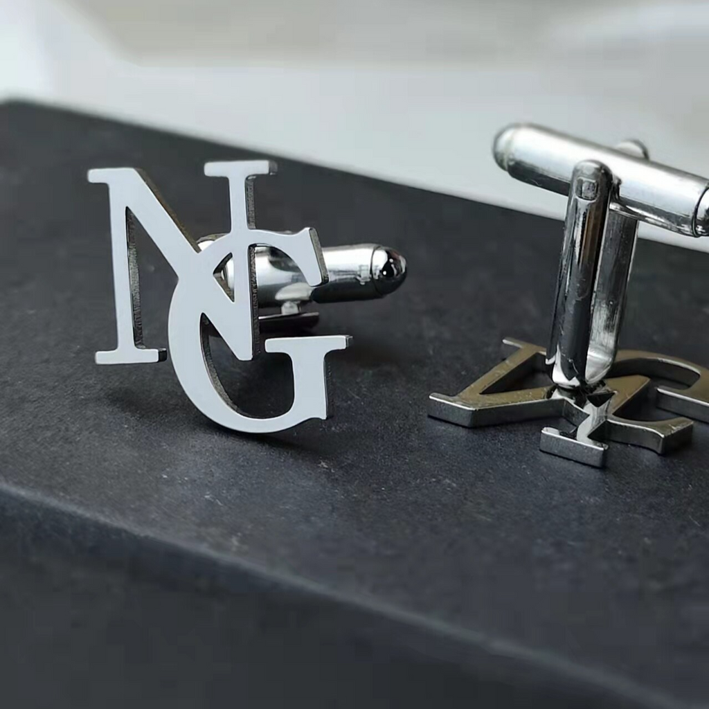 Initials cufflinks  + Free Lapel Pin