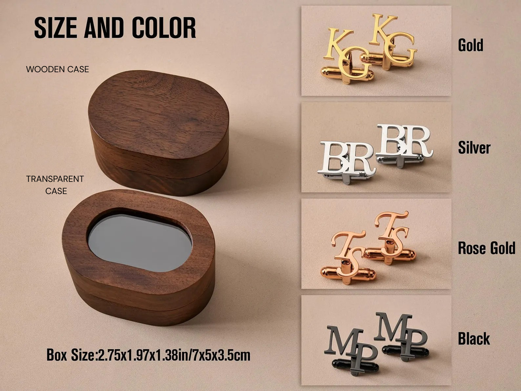 Initials cufflinks  + Free Lapel Pin